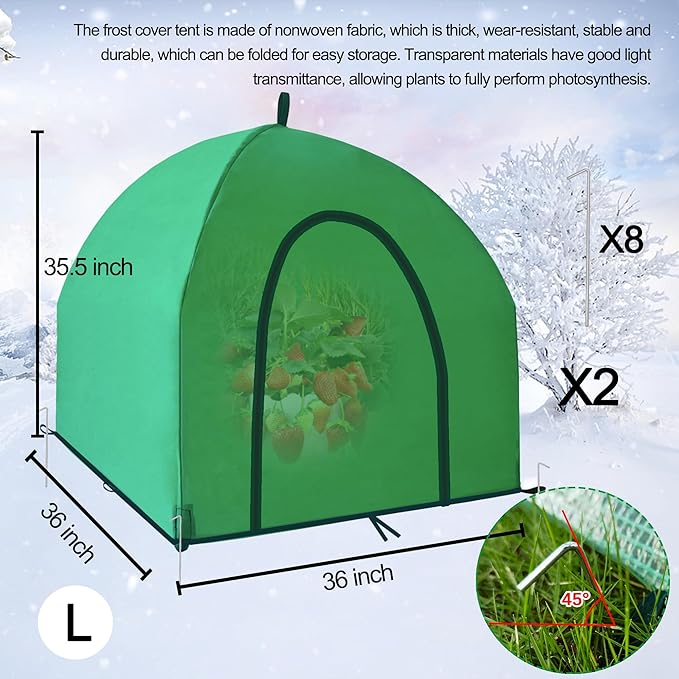 36″*36″*35.5″, Mini Greenhouse Winter Plant Warm Covers - Raised Bed Cover for Seed Starting, Warm Tent Freeze Protection Humidity Domes for Gardening & Winter Shelter and Protecting Plants 2pcs - Image 3