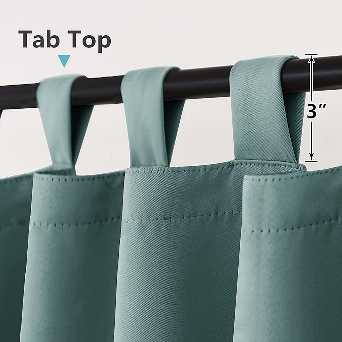 RYB HOME Teal Blue Outdoor Curtains 95 inches Long Blackout Thermal Insulating Curtains for Patio Pergola Gazebo Pavillion Garden Garage Pool, W 52 x L 95, 1 Panel - Image 2