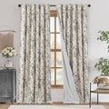 jinchan Lined Linen Blend Curtain Floral Curtains for Living Room 108 Inches Extra Long Black Peony Flower Printed Curtain Back Tab Farmhouse Patterned Drapes Bedroom Window Curtain Set 2 Panels by JINCHAN