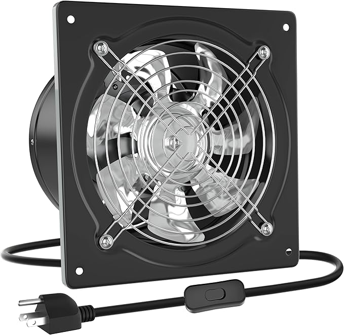 HG Power 6 Inch Exhaust Fan with Switch, Powerful Kitchen Exhaust Fan with Damper, Potable Window Exhaust Fans, Small Fume Extractor Ventilation Fan for Attic, Shop, Smoking Room, Garage by HGPOWER
