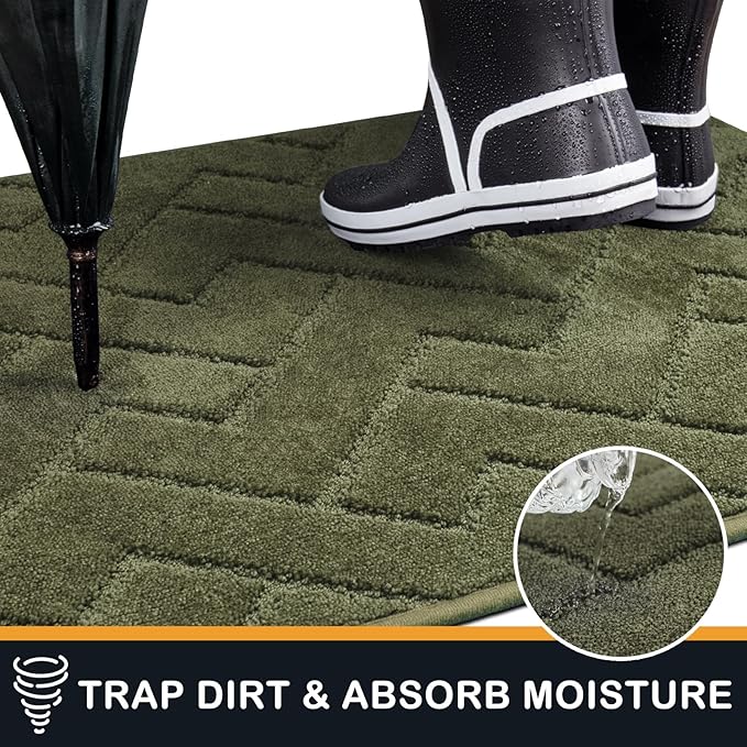 PURRUGS Dirt Trapping Door Mat 24" x 35.5", Non-Slip Machine Washable Entry Rug, Dog Doormat, Indoor Front Door Mat, Super Absorbent Entryway Rug for Muddy Shoes & Paws, Sage Green - Image 5