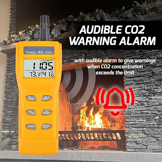 Portable CO2 Meter Handheld CO2 Detector Monitor 0~9999ppm, Carbon Dioxide Meter with Alarm Function, Temperature & Humidity Meter NDIR Sensor Air Quality Monitor for Home Trip Classroom and Office - Image 5