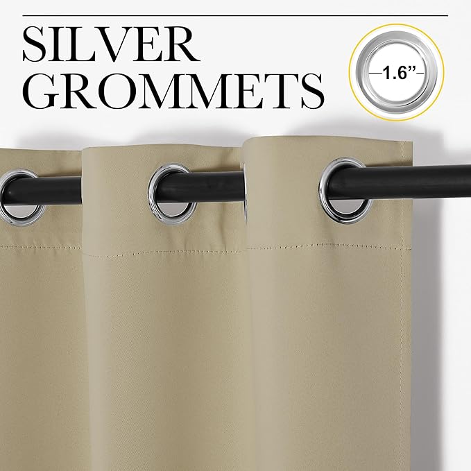 NICETOWN Thermal Insulated Grommet Room Darkening Curtains/Draperies/Panels for Bedroom (Cocoa Eggnog, 2 Panels, W42 x L63 inches) - Image 2
