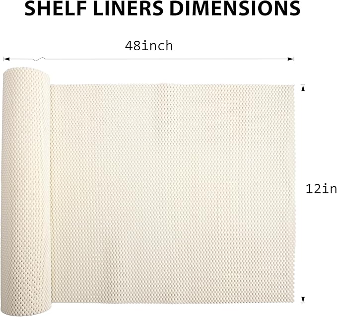 Shelf Liners for Cabinets-Drawer Liner Cabinet Liners for Shelves Kitchen,Non-Adhesive,Non-Slip,Cream White,12 x 48 inch - Image 6