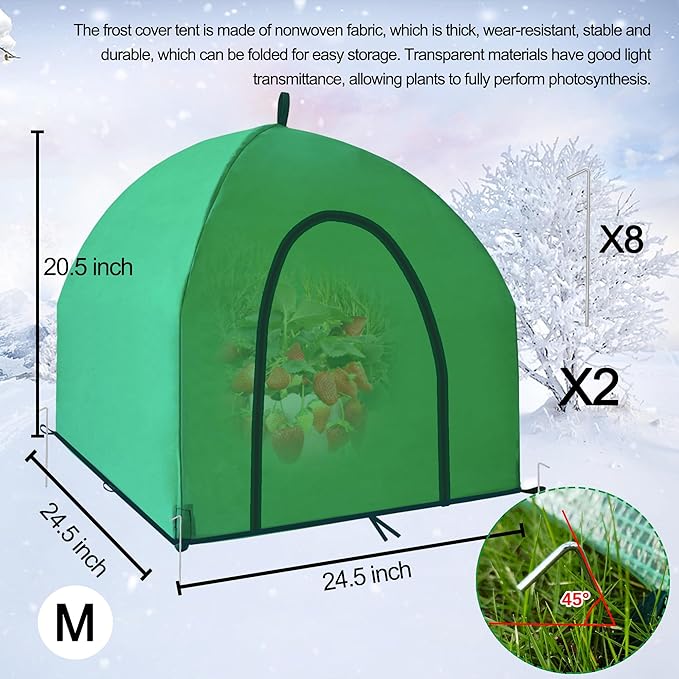 24.5″ *24.5″ *20.5″Mini Greenhouse Winter Plant Warm Covers - Raised Bed Cover for Seed Starting, Warm Tent Freeze Protection Humidity Domes for Gardening & Winter Shelter and Protecting Plants 2pcs - Image 3