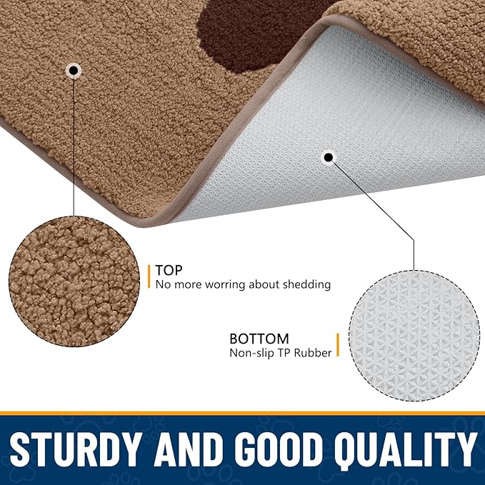 Smiry Dog Door Mat for Muddy Paws, Absorbs Moisture and Dirt, Low-Profile Entryway Mat with Non-Slip Backing, Entry Indoor Outdoor Doormat for Inside Floor (30x20 Inches, Beige, Paw) - Image 6