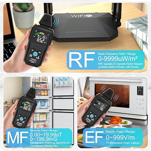 EMF Meter Radiation Detector,5-in-1 EMF Detector,Magnetic Field & Radio Frequency Detector for EF MF RF Temperature Humidity,EMF Reader for Home,Office EMF Inspections and Ghost Hunting - Image 3