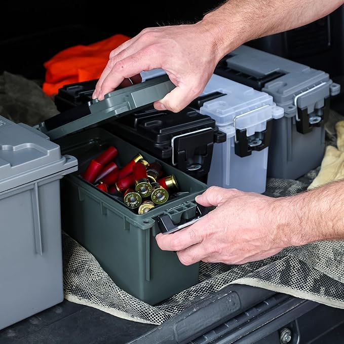 Sheffield 12626 Ammo Storage Box, Stackable .30 Cal Field Boxes, Water and Dust Resistant, Lockable Storage Box with Handle, Secures Hunting Gear, Supplies, and Bullets, Made in USA, Green, 1-Pack - Image 9