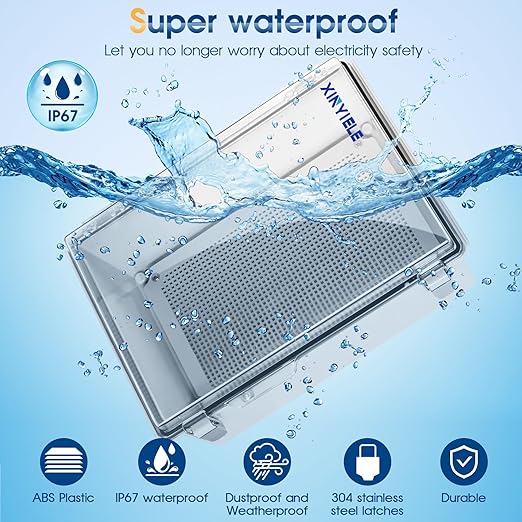 Waterproof Outdoor Project ABS Plastic Junction Box IP67 Weatherproof Dustproof Enclosure with Hinged Cover, Mounting Plate,Wall Brackets for Power Project (Clear,13.8"x9.8"x5.9") - Image 2