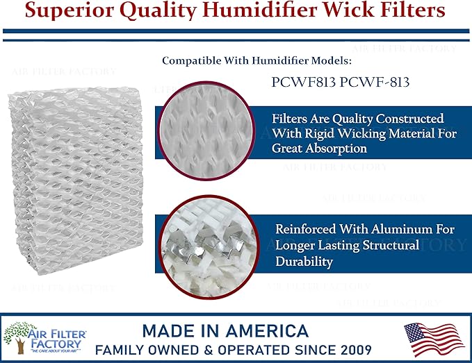Air Filter Factory Wick FIlter PCWF813, PCWF-813 Replacement For Procare Humidifier Wick Filters 2-Pack - Image 2