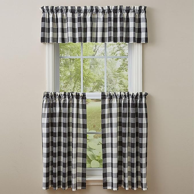 Park Designs Black & Cream Buffalo Check Valance 14''L - Image 2
