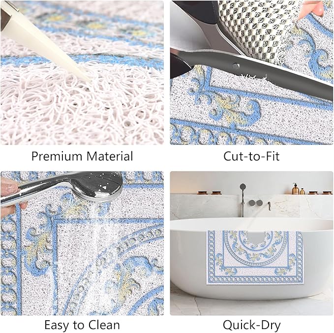 Square Shower Mat Non Slip: 24x24 Inch Extra Large Shower Mats with Drain Hole in Middle -Anti Slip Shower Mats for Inside Shower -Loofah Shower Floor Mat Bath Mat for Shower Stall Bathtub Elderly - Image 7