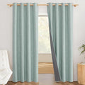 NICETOWN 100% Absolutely Blackout Linen Curtains with Thermal Insulated White Liner, Seafoam Green, 52" Wide, 90" Length Energy Saving Curtains for Living Room 2 Panels Set, Vertical Blinds by NICETOWN