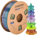 Comgrow Rainbow Colors Silk PLA 3D Printer Filament, PLA Filament 1.75mm, Dimensional Accuracy +/- 0.02 mm, 1KG Spool, Coextrusion 3D Filament with Shiny Silk Rainbow Yellow by Comgrow