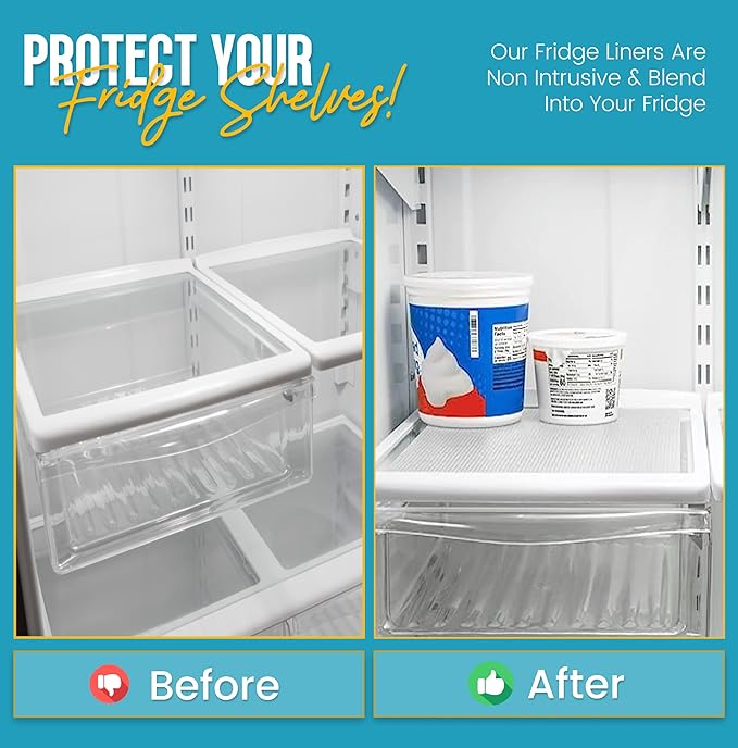 Refrigerator Liners for Shelves (16 Pack) by Linda’s Essentials - Non-Adhesive Shelf or Drawer Liner, BPA-Free Fridge Mats for Kitchen & Cabinets, Easy to Clean, Ideal Household Essentials (Clear) - Image 6