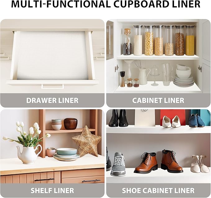 Shelf Liners for Cabinets-Drawer Liner Cabinet Liners for Shelves Kitchen,Non-Adhesive,Non-Slip,Grayish White,12 x 48 inch - Image 5