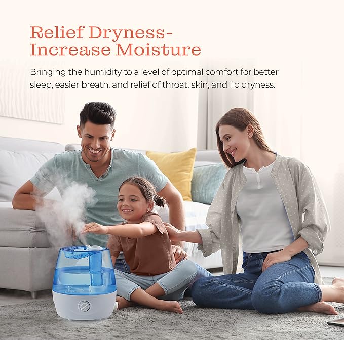 Cool Mist Humidifiers for Bedroom - 2.2L Water Tank, Baby, Office, Quiet Ultrasonic Air Vaporizer, Adjustable Mist Level, 360 Nozzle Rotation, Auto-Shut Off, Large Area Humidifier Easy Fill and Clean - Image 9