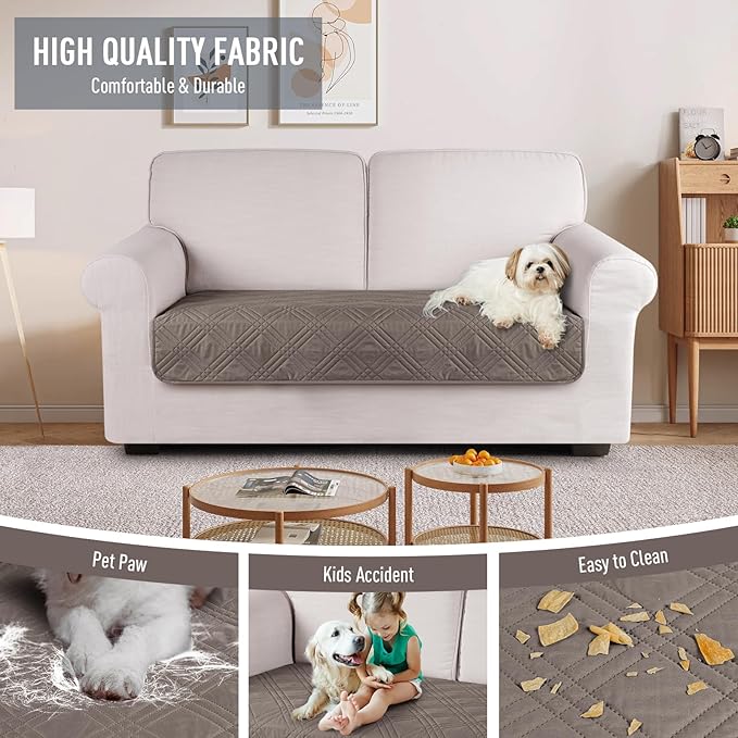 TAOCOCO 100% Waterproof Sofa Cushion Cover Reversible Couch Seat Cover for Dogs Pets Loveseat Couch Cover for Sectional Sofa U Shape Sofa Furniture Protector Sofa Slipcover(Loveseat, Taupe) - Image 4