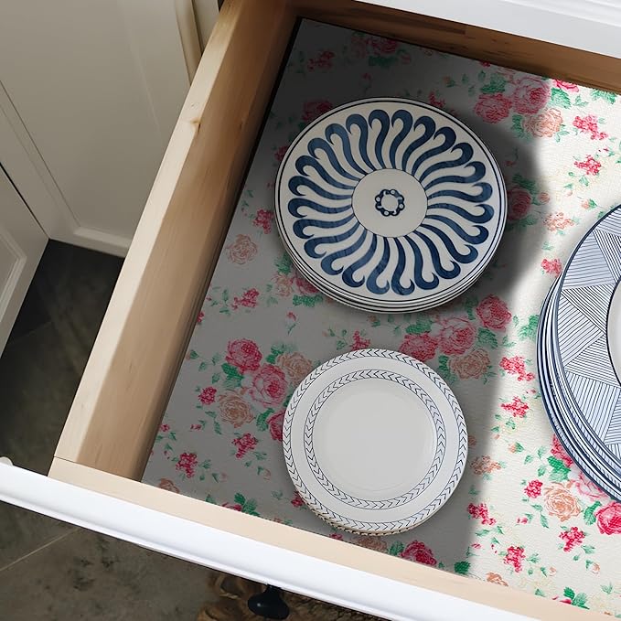 12" W x 60" L Floral Drawer and Shelf Liner for Cabinets, Non-Adhesive Strong Grip Non-Slip Flower Shelf Cabinet Kitchen Shelf Liners for Kitchen Cabinets - Image 7