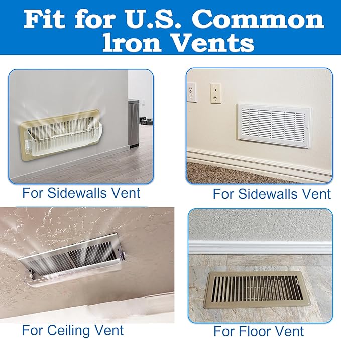 Heating & Air Vent Deflector for Vents, Sidewall, Ceiling, Floor Registers - Adjust Between 9"-14", Magnetic Vent Covers for Air Conditioning, Heat, AC, Floor, Under Furniture (3 Pack Clear) - Image 6