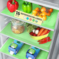Refrigerator Liners for Shelves (16 Pack) by Linda’s Essentials - Non-Adhesive Shelf or Drawer Liner, BPA-Free Fridge Mats for Kitchen & Cabinets, Easy to Clean, Ideal Household Essentials (Green) by LindasEssentials