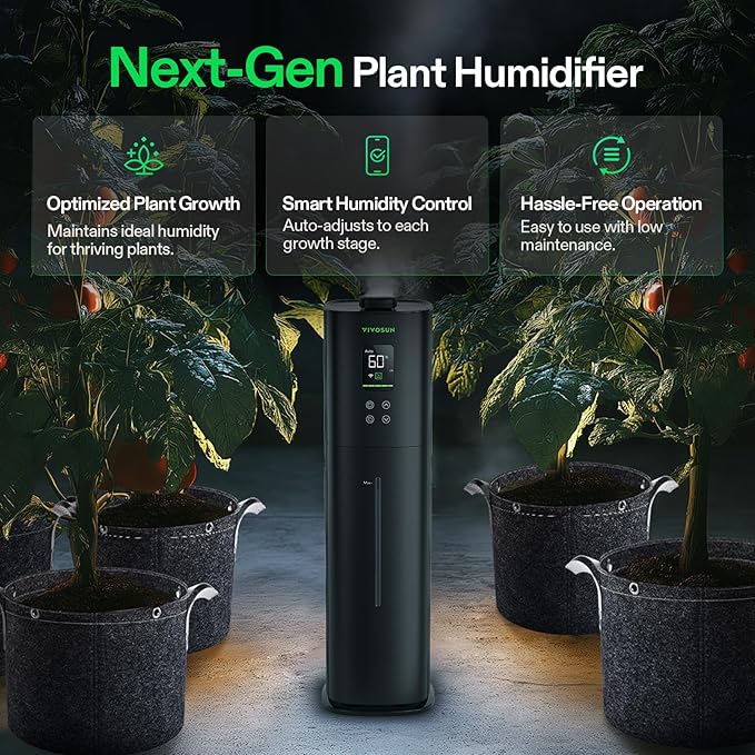 VIVOSUN AeroStream H09 Intelligent Wi-Fi Humidifier, 2.38 Gal / 9 L Humidifier with Temp & Humidity Probe, Smart Remote Control, Designed for Growers - Image 3