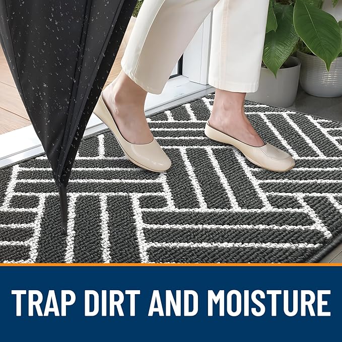 OLANLY Large Indoor Door Mat, 59x35 Inch, Dirt Resistant and Absorbent, Non-Slip Rubber Backing Floor Mats, Easy Clean Low-Profile Doormat for Entryway, Front Door, and Inside Entrance, Charcoal - Image 2