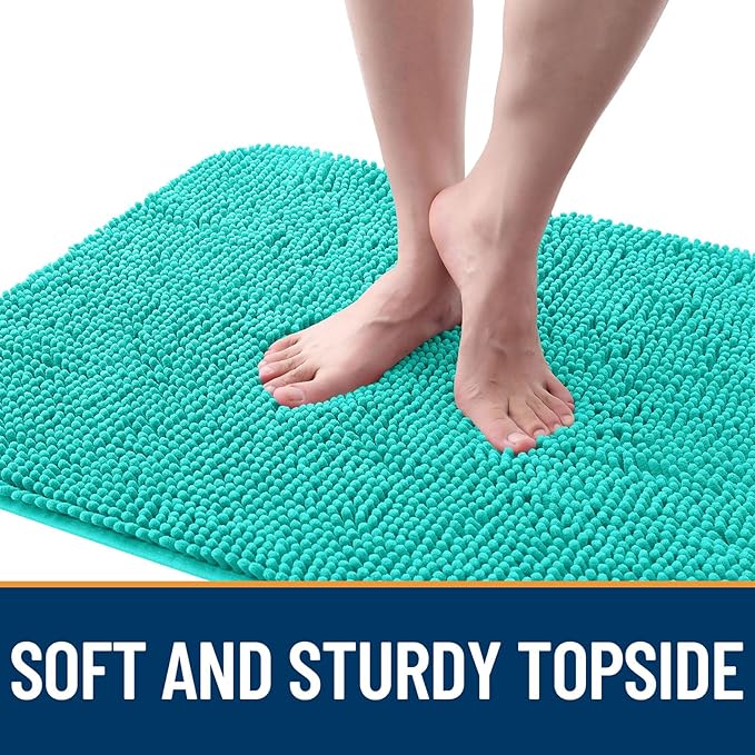 OLANLY Dog Door Mat for Muddy Paws 70x46, Absorbs Moisture and Dirt, Absorbent Non-Slip Washable Doormat, Quick Dry Chenille Mud Mat for Dogs, Entry Indoor Entryway Carpet for Inside Floor, Teal - Image 4