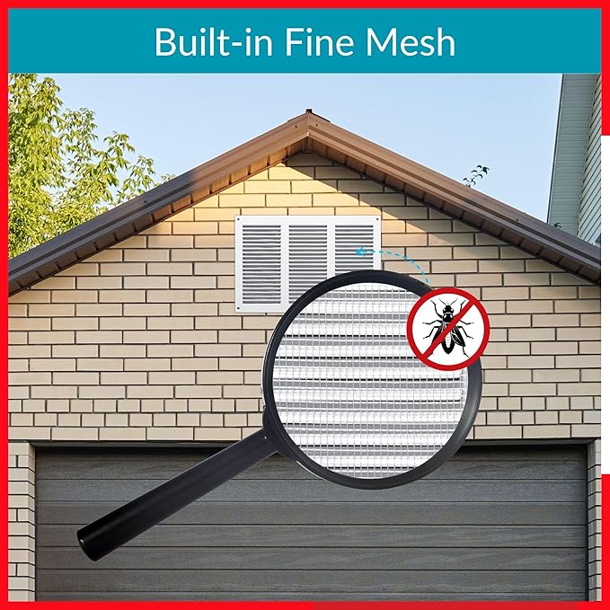 10x6 Vent Cover (Duct Opening) - White HVAC Return Air Grille for Wall and Ceiling - Metal AC Vent Cover with Mesh - Rectangular Ventilation Register - External Dimensions: 11.81" W x 7.87" H - Image 5