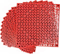 MYFAMIREA Modular Interlocking Cushion 12 Pack 11.8" x 11.8" Rubber Floor Tiles Non-Slip Splicing Drainage Mats for Deck, Pool, Outdoor Shower, Patio, Balcony, Indoor Bathroom, Kitchen, Yard (Red) by MYFAMIREA