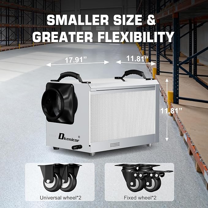 145 Pints Commercial Dehumidifier, Industrial Water Damage Unit up to 6,000 sq ft, Auto Defrost, Memory Starting with Drain Hose，for Crawl Spaces & Basements, White - Image 7