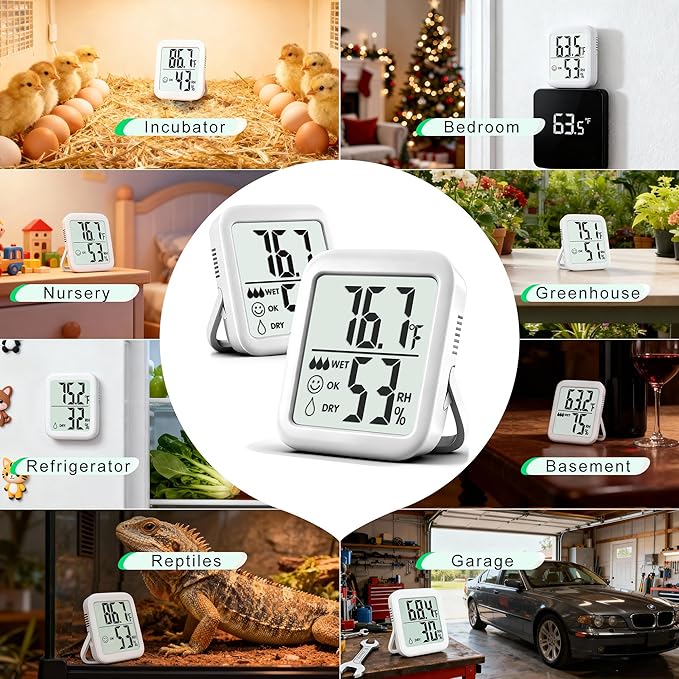 Antonki 2 Pack Room Thermometer for Home, Hygrometer Indoor Humidity Meter Gauge, Digital Temperature and Humidity Sensor Monitor for House, Terrarium, Incubator, Greenhouse - Battery Included - Image 3