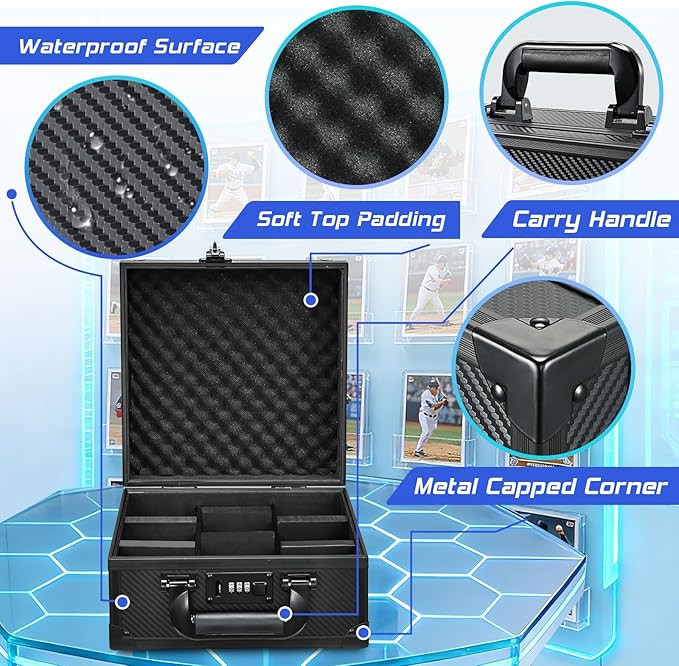 Card Storage Box for 3" x 4" 35pt Toploaders, Sports Cards Case with Lock, Trading Card Storage Box Holds 390 Top Loaders or 99 Magnetic Holders, Card Collection Box for Collectors - Image 5