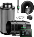 VIVOSUN Smart Air Filtration PRO G8 Kit 8", AeroZesh G8 Inline Duct Fan w/GrowHub E42A Temp. Humidity WiFi-Controller, Carbon Filter & Ducting, Cooling & Ventilation System for Grow Tent, Hydroponics by VIVOSUN