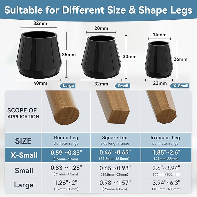 24PCS Extra Small Silicone Chair Leg Floor Protectors for Hardwood Floors, Thicken Rubber Chair Leg Cap Covers, Non Slip Furniture Leg Pads to Protect Wood Tile Floors from Scratches and Reduce Noise - Image 3