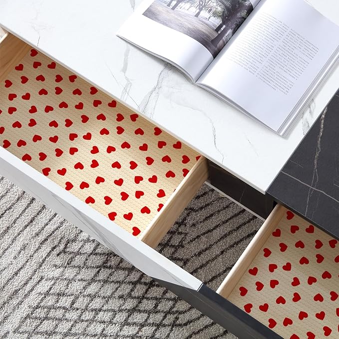 Valentine's Day Refrigerator Liner Waterproof Fridge Shelf Mat Red Heart Non-Adhesive Cabinet Drawer Liner for Home Kitchen Table Decoration, 11.8 x 118 Inch - Image 5