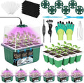 Mckanti 6 Set Self-Watering Seed Starter Tray Kits with Grow Light, Reusable Seed Germination Kit with Adjustable Humidity Domes and Silicone Cell Base Tray for Indoor Plant Seeds GerminationKit by Mckanti