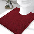 Smiry Luxury Chenille Toilet Rugs U-Shaped 24x20, Soft Absorbent Non-Slip Contour Bathroom Rugs for Toilet, Machine Washable Contoured Bath Mats, Red by Smiry