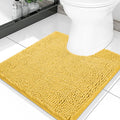 Smiry Luxury Chenille Toilet Rugs U-Shaped 20x20, Soft Absorbent Non-Slip Contour Bathroom Rugs for Toilet, Machine Washable Contoured Bath Mats, Yellow by Smiry