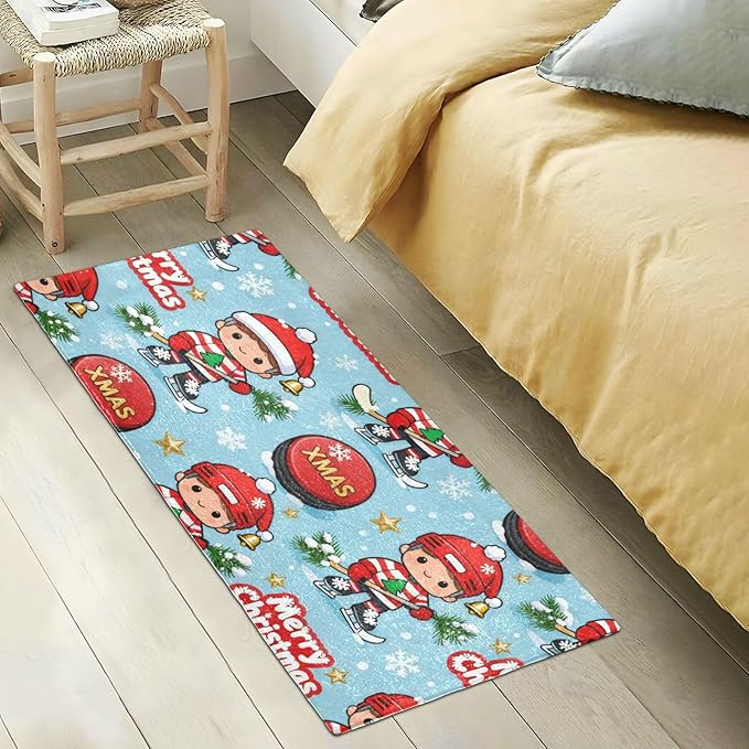 Merry Christmas Ice Hockey decorative mat non slip anti mold decorative bathroom rugs for porch accessories 39x20in tapetes para ba?o - Image 5