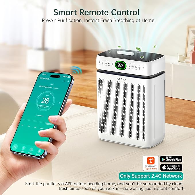 Air Purifiers for Home Large Room Up to 3500 Sq Ft with Washable Filters,Double-Sided HEPA with PM 2.5 Display Air Quality Sensor,Smart WiFi APP,Air Cleaner for Pets,Hair,Dust,Smoke,Dorm room,Office - Image 3