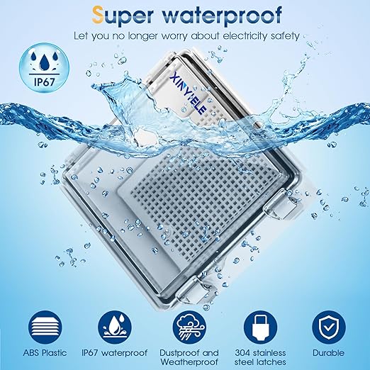 Waterproof Outdoor Project ABS Plastic Junction Box IP67 Weatherproof Dustproof Enclosure with Hinged Cover, Mounting Plate,Wall Brackets for Power Project (Clear, 5.9"x5.9"x3.5") - Image 2