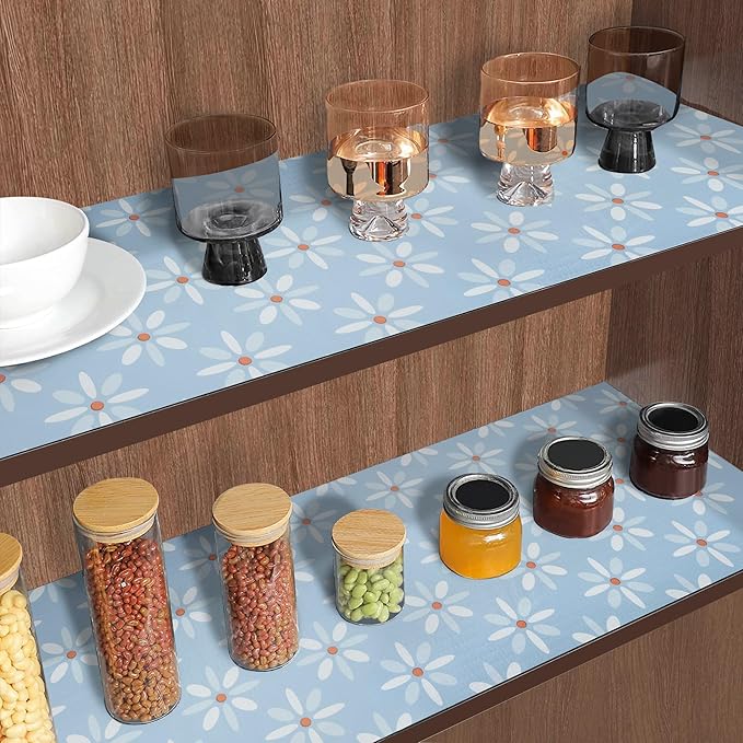 18" W x 96" L Floral Drawer and Shelf Liner for Cabinets, Non-Adhesive Strong Grip Non-Slip Flower Shelf Cabinet Kitchen Shelf Liners for Kitchen Cabinets - Image 2