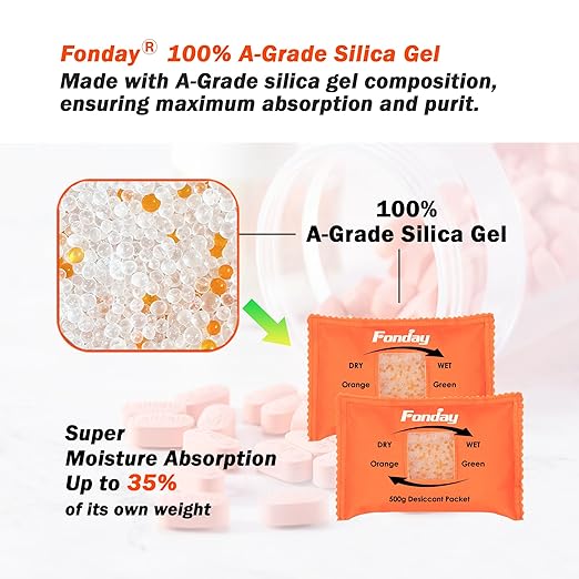 500g x 4 packs Fonday Rechargeable Silica Gel Car Dehumidifier Fast Reactivate Desiccant Bags, Large for Gun Safe Closet Basement Garage Storage Moisture Absorber - Image 3