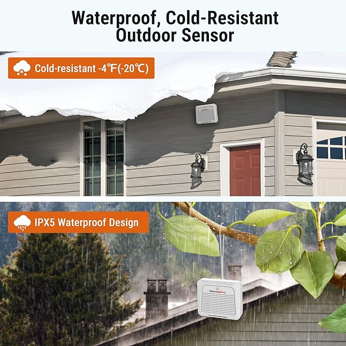 ThermoPro TP260B Indoor Outdoor Thermometer Wireless 1000ft/300m Range, Pro Accuracy Digital Hygrometer Humidity Meter with Remote Temperature Sensor, Inside Outside Thermometer for Home Patio Room - Image 7