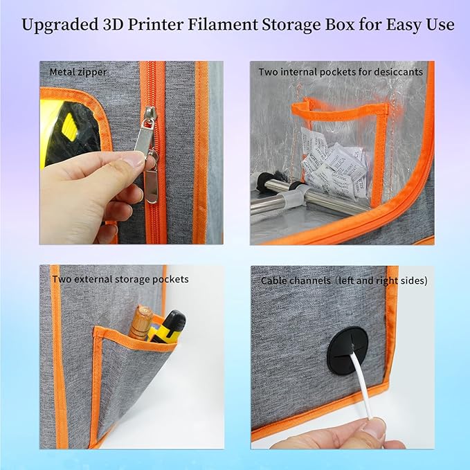 3D Printer Filament Storage Box Large, 2 Tiers Dual-Row Metal Filament Storage Rack with Fire-Resistant Enclosure Cover Tent, Holds Up to 24 Rolls of Filaments, Ideal for Home, Office Workshop, Studio - Image 6