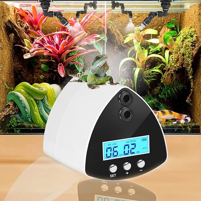 Reptile Misting System | Automatic Humidifier with 2 Nozzles, LCD Screen & Timer for Terrariums - Image 5