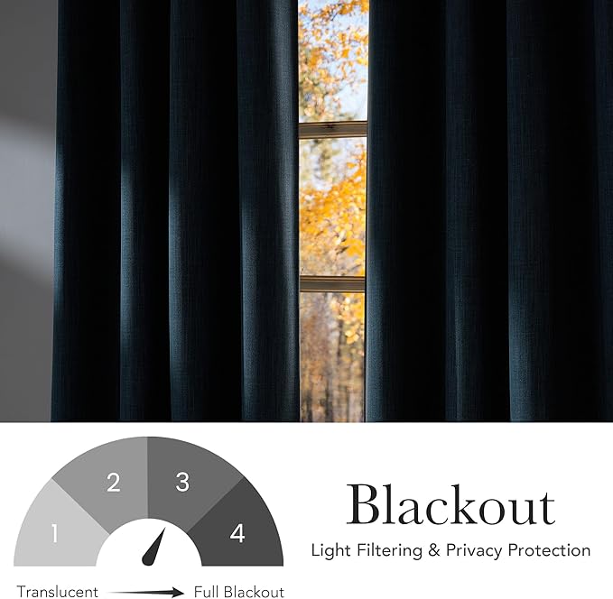 NICETOWN Stone Blue Faux Linen Room Darkening Rod Pocket Curtains 63 inch Length, W42 x L63, Light Blocking Thermal Insulated Noise Reducing Drapes for Bedroom Living Room Farmhouse Decor, 2 Panels - Image 6