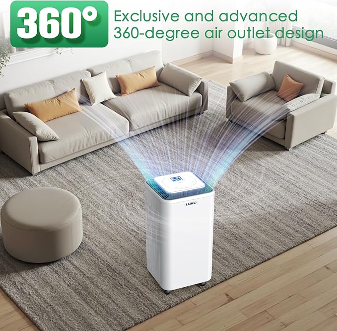 LUKO 2000 Sq. Ft Dehumidifiers for Large Room and Basements, 30 Pints Dehumidifier with Drain Hose, Auto or Manual Drainage, 0.528 Gallon Water Tank, Auto Defrost, Dry Clothes Function, 24H Timer - Image 2