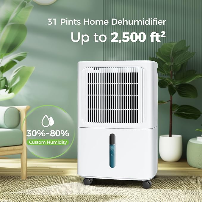 2,500 Sq.Ft Dehumidifier for Basement with Drain Hose, MAX 34 Pint Dehumidifiers for Home with 3 Modes, Smart Humidity Control & Display, 24HR Timer, Auto Defrost for Large Room, Bathroom,Bedroom - Image 2